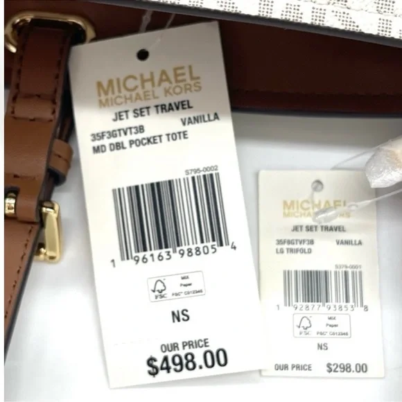 Michael Kors Medium Double Packet Tote Bag & Trifold Wallet
Vanilla/Brown - Picture 14 of 14